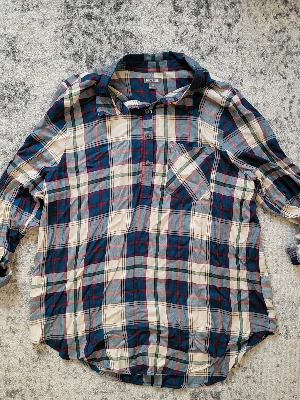 Falls Creek Women's Plaid Tunic - Navy, Cream, Green